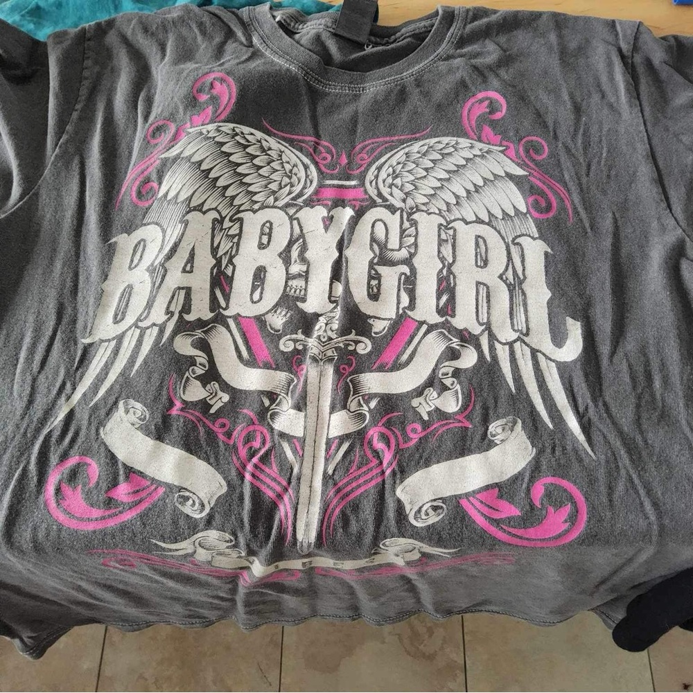 Baby girl T and grey band t shirt